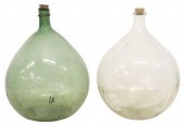 (2) FRENCH GREEN & CLEAR GLASS
