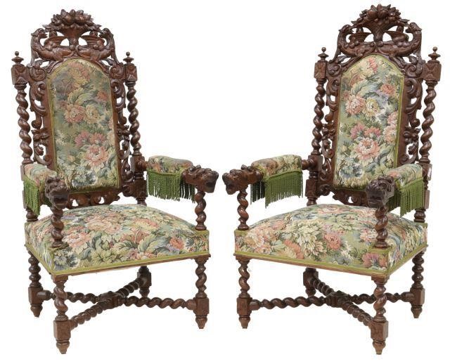 (2) FRENCH HENRI II STYLE CARVED