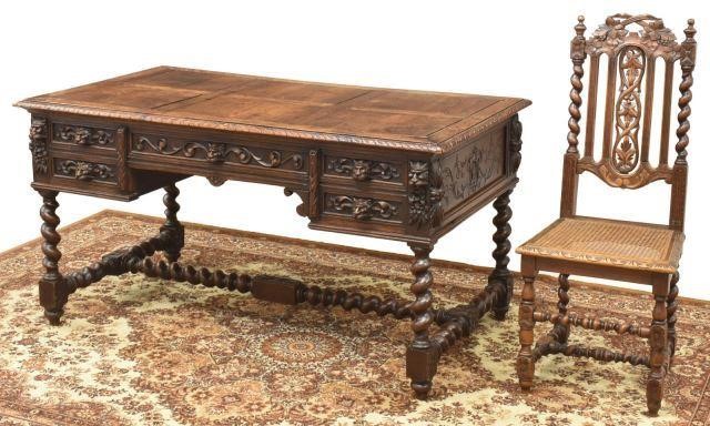 (2) FRENCH HENRI II STYLE CARVED