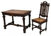 (2) FRENCH HENRI II STYLE OAK