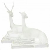 (2) FRENCH LALIQUE ART GLASS R
