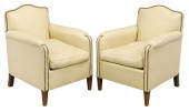 (2) FRENCH LEATHER UPHOLSTERED