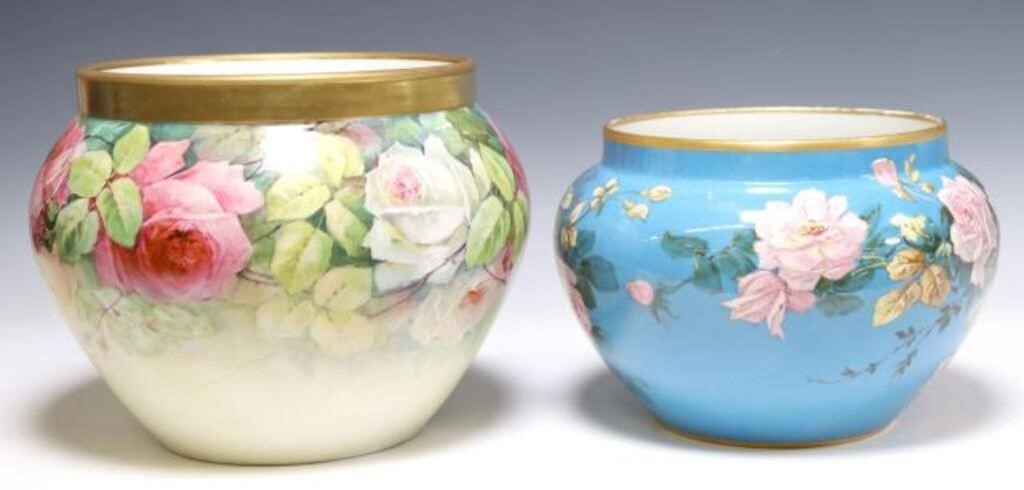 (2) FRENCH LIMOGES PAINTED FLORAL