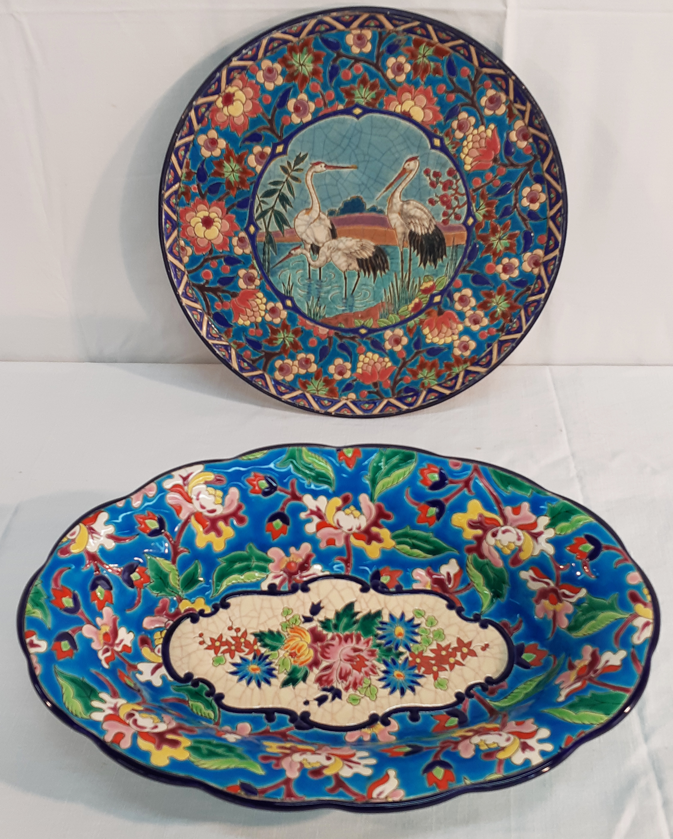 2 FRENCH LONGWY GLAZED TERRA