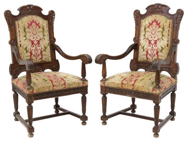 (2) FRENCH LOUIS XIV STYLE WALNUT