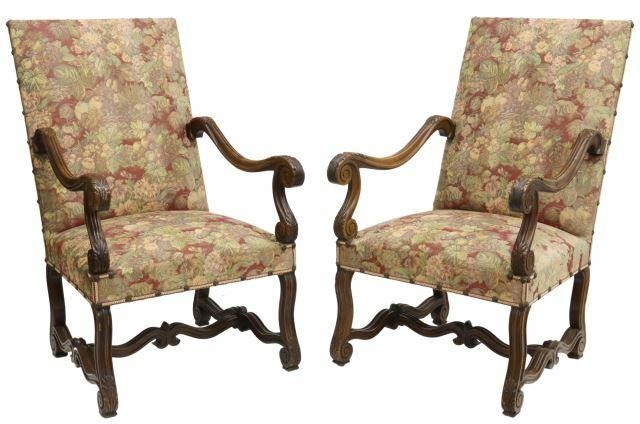 (2) FRENCH LOUIS XIV STYLE HIGHBACK