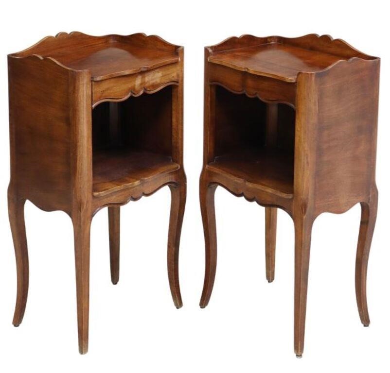 (2) FRENCH LOUIS XV STYLE WALNUT