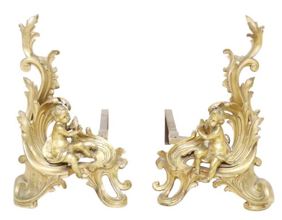 (2) FRENCH LOUIS XV STYLE BRONZE