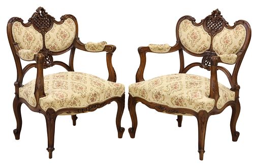 (2) FRENCH LOUIS XV STYLE CARVED