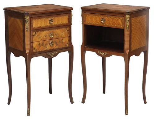 (2) FRENCH LOUIS XV STYLE INLAID