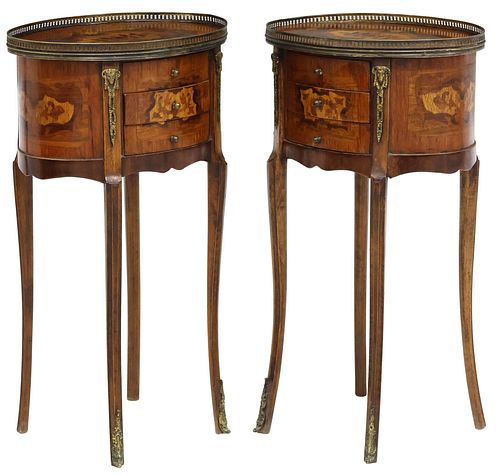 (2) FRENCH LOUIS XV STYLE MARQUETRY