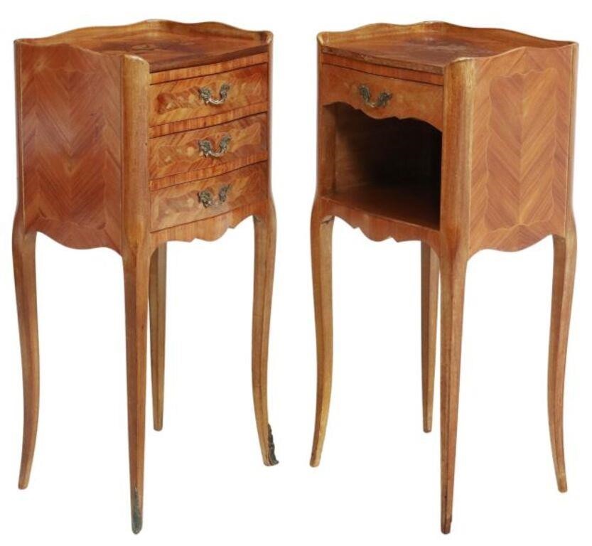 (2) FRENCH LOUIS XV STYLE MARQUETRY