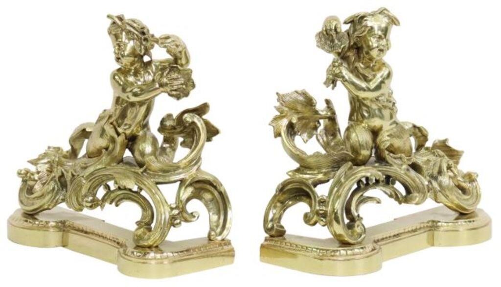 (2) FRENCH LOUIS XV STYLE BRONZE