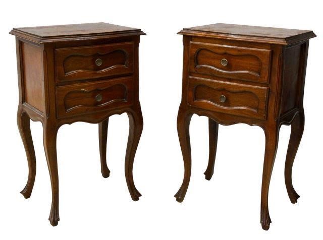 (2) FRENCH LOUIS XV STYLE WALNUT