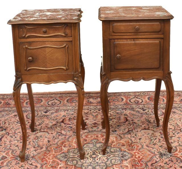 (2) FRENCH LOUIS XV STYLE WALNUT