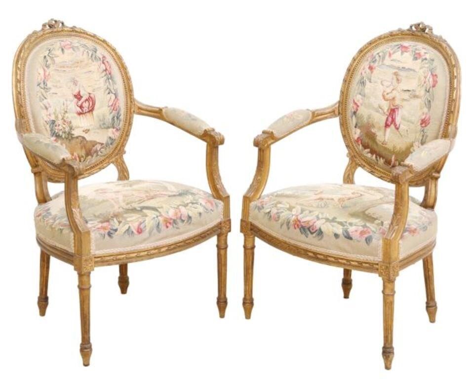 (2) FRENCH LOUIS XVI STYLE TAPESTRY