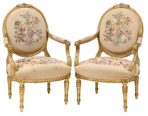 (2) FRENCH LOUIS XVI STYLE GILTWOOD