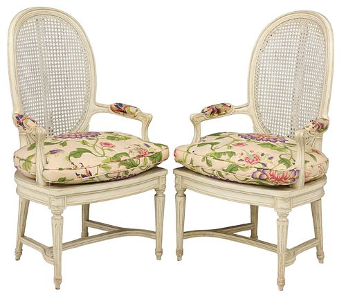 (2) FRENCH LOUIS XVI STYLE CANED