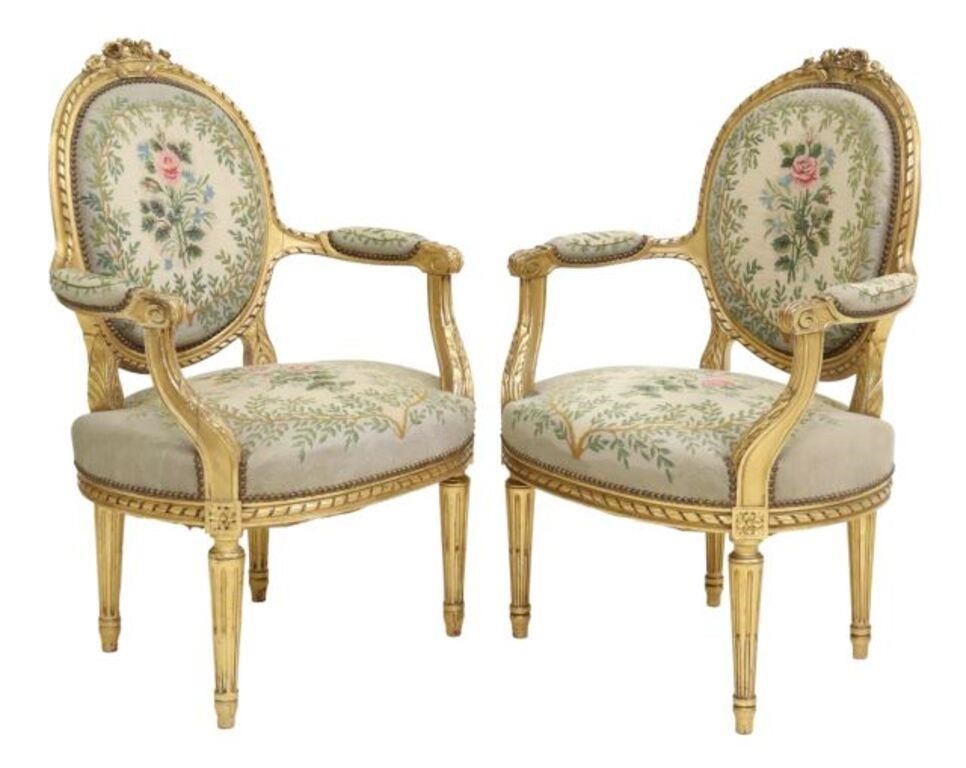 (2) FRENCH LOUIS XVI STYLE GILTWOOD