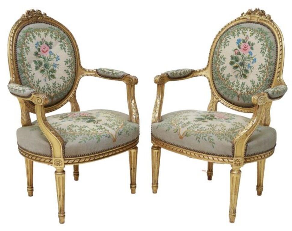 (2) FRENCH LOUIS XVI STYLE GILTWOOD