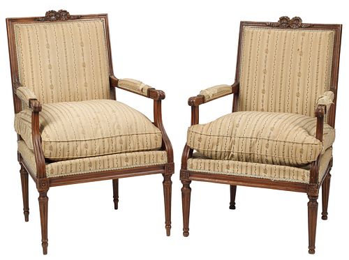 (2) FRENCH LOUIS XVI UPHOLSTERED