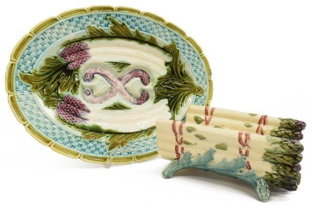 (2) FRENCH MAJOLICA ASPARAGUS
