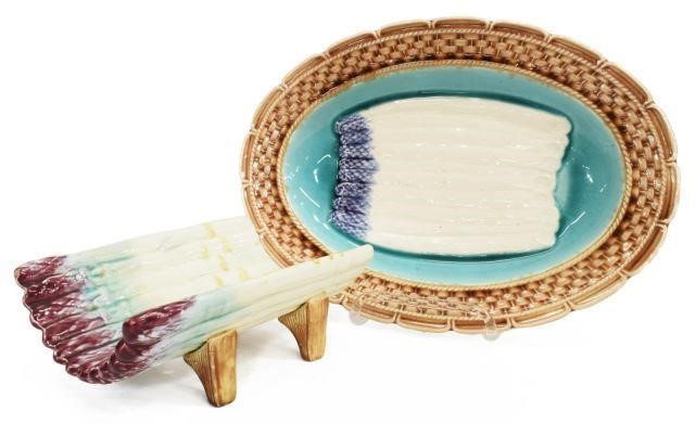 (2) FRENCH MAJOLICA ASPARAGUS
