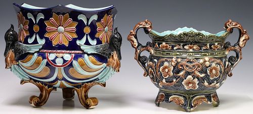 (2) FRENCH MAJOLICA GLAZED