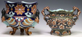 (2) FRENCH MAJOLICA GLAZED JAR