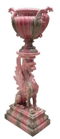 (2) FRENCH MAJOLICA GRIFFIN