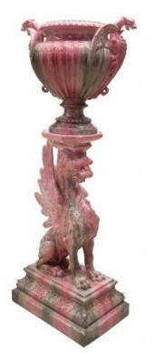 (2) FRENCH MAJOLICA GRIFFIN JA