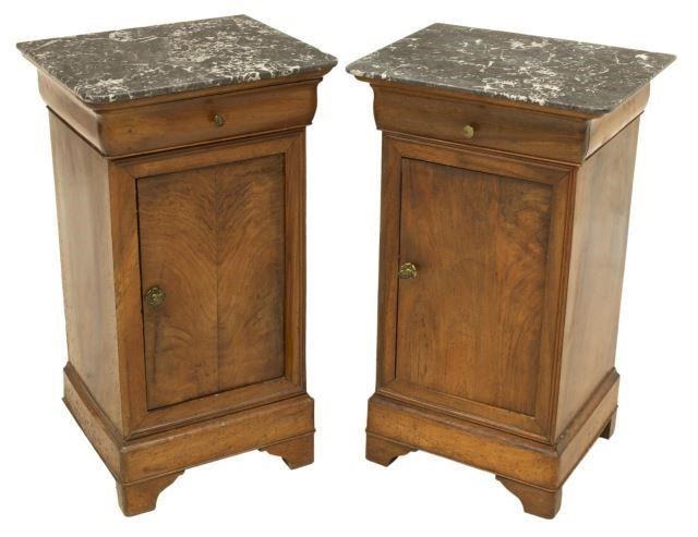 (2) FRENCH MARBLE-TOP BEDSIDE