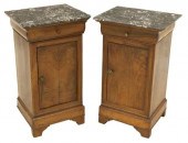 (2) FRENCH MARBLE-TOP BEDSIDE