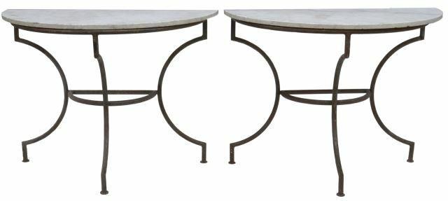 (2) FRENCH MARBLE-TOP OUTDOOR