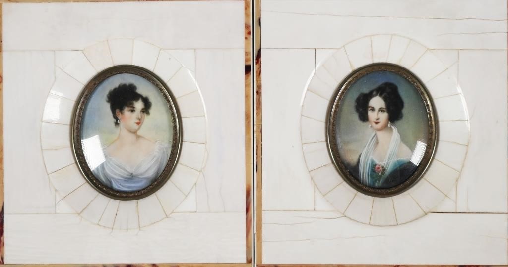 (2) FRENCH MINIATURE PORTRAITS,