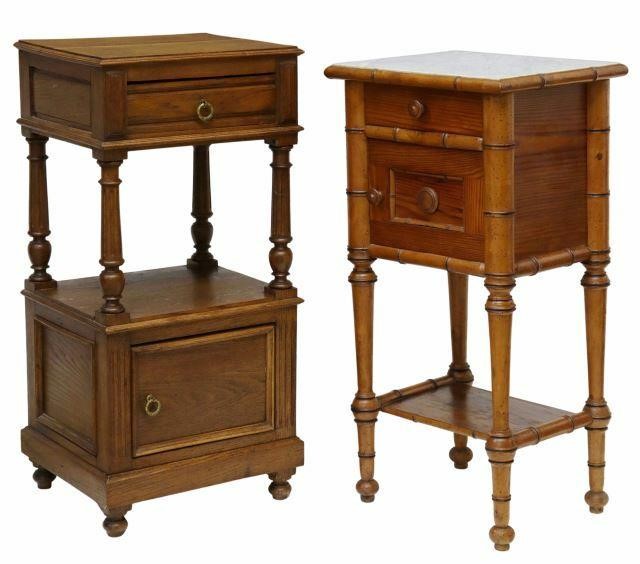 2) FRENCH NIGHTSTANDS, FAUX BAMBOO,