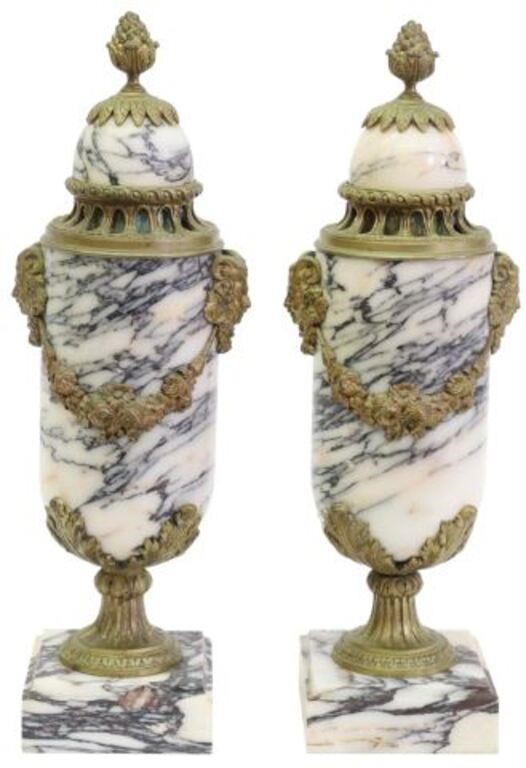 (2) FRENCH ORMOLU-MOUNTED ALABASTER