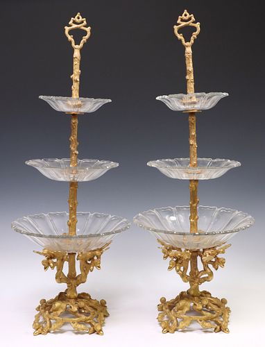 (2) FRENCH ORMOLU OAK BRANCH