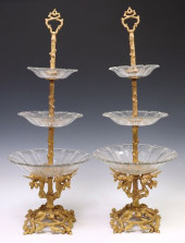 (2) FRENCH ORMOLU OAK BRANCH &