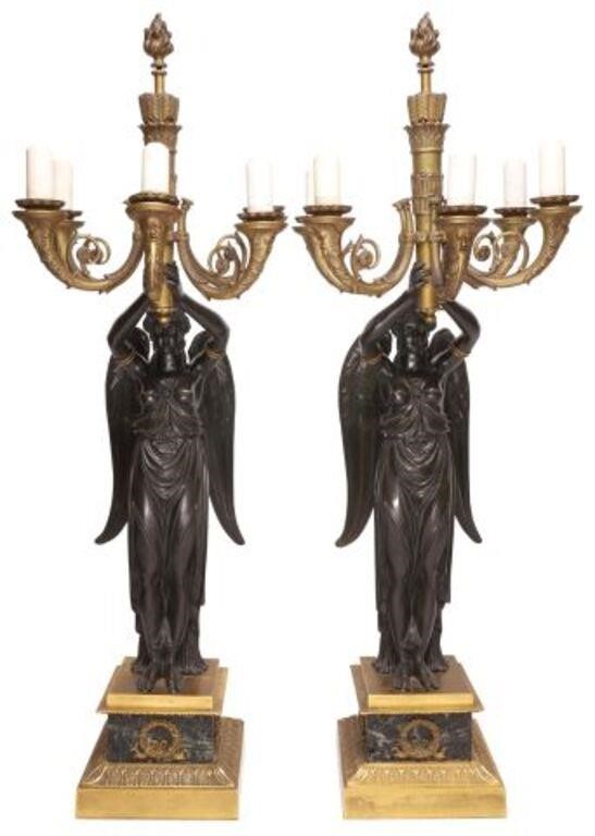 (2) FRENCH ORMOLU & PATINATED