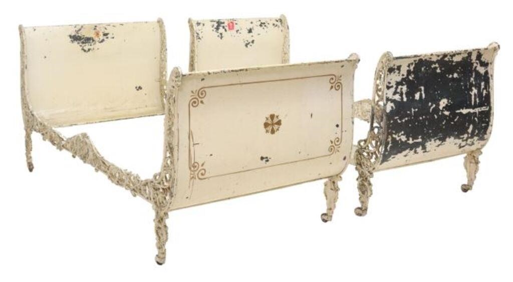 2) FRENCH PAINTED CAST IRON