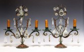 (2) FRENCH PAINTED IRON & CRYS