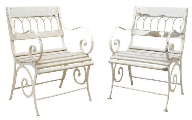 (2) FRENCH PAINTED IRON GARDEN