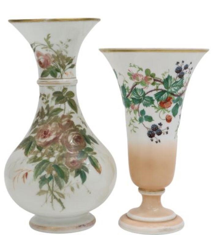 (2) FRENCH PARCEL GILT OPALINE