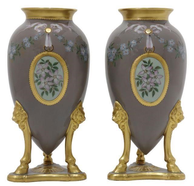 (2) FRENCH PARCEL GILT PORCELAIN