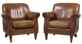 (2) FRENCH PATINATED LEATHER C