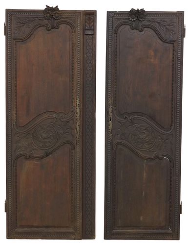 (2) FRENCH PROVINCIAL CARVED OAK
