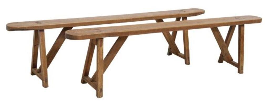 (2) FRENCH PROVINCIAL OAK TRESTLE