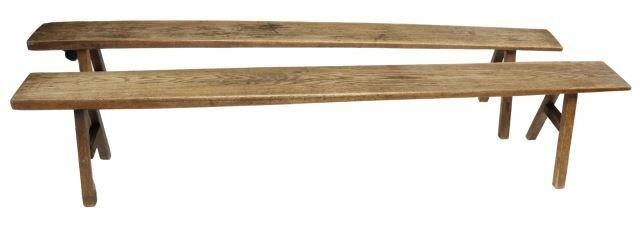 (2) FRENCH PROVINCIAL OAK TRESTLE