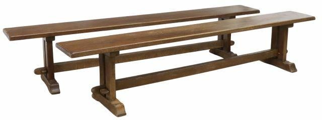 (2) FRENCH PROVINCIAL OAK TRESTLE